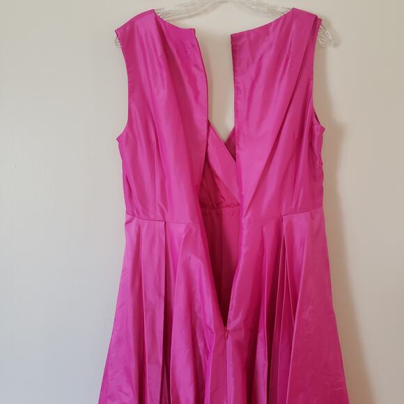 Talbot Runof Silk Taffeta Faux-Wrap Tea-Length Gown Size 12 - Picture 9 of 12